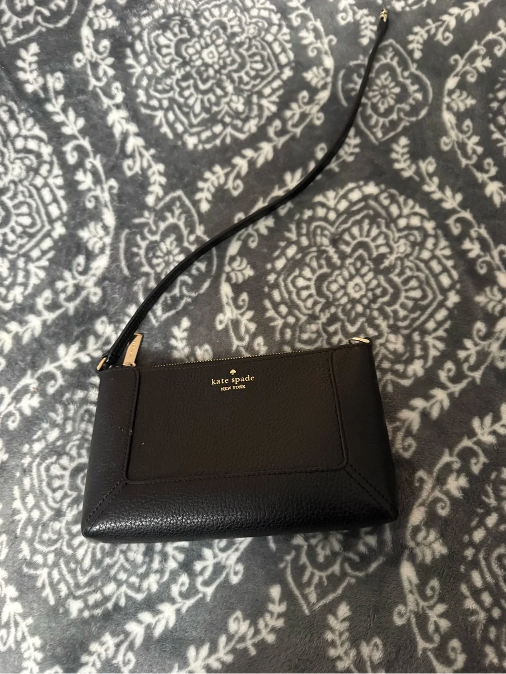 kate spade Black Leather Crossbody Bag with Gold Logo